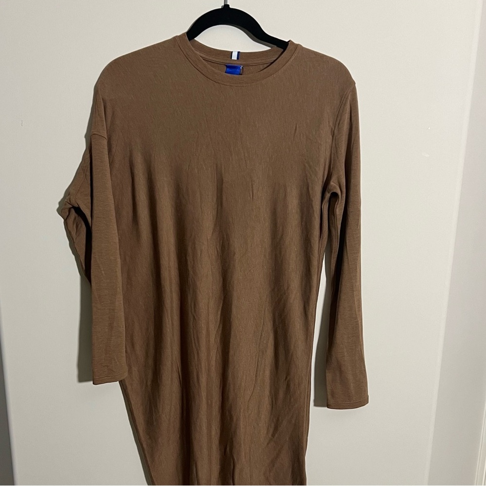 Kit and Ace brown wave asymmetrical dress